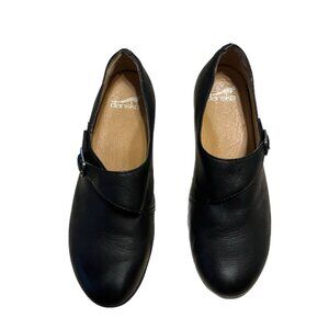 Dansko Marisa Black Leather Hidden Wedge Shoes Slip On Women’s Size 38/7.5 US